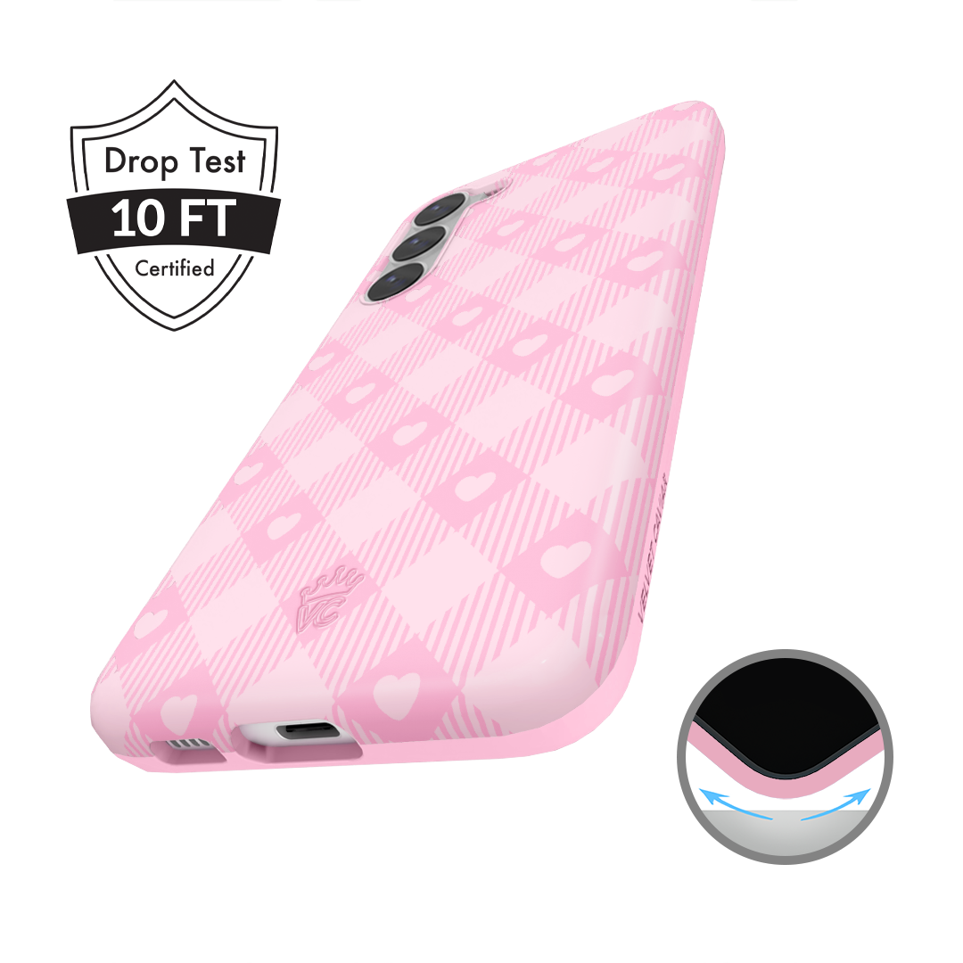 Pink Gingham Samsung Phone Case - Cute & Stylish Protective Cover for Samsung Galaxy - Perfect for Everyday Use, Work & Travel