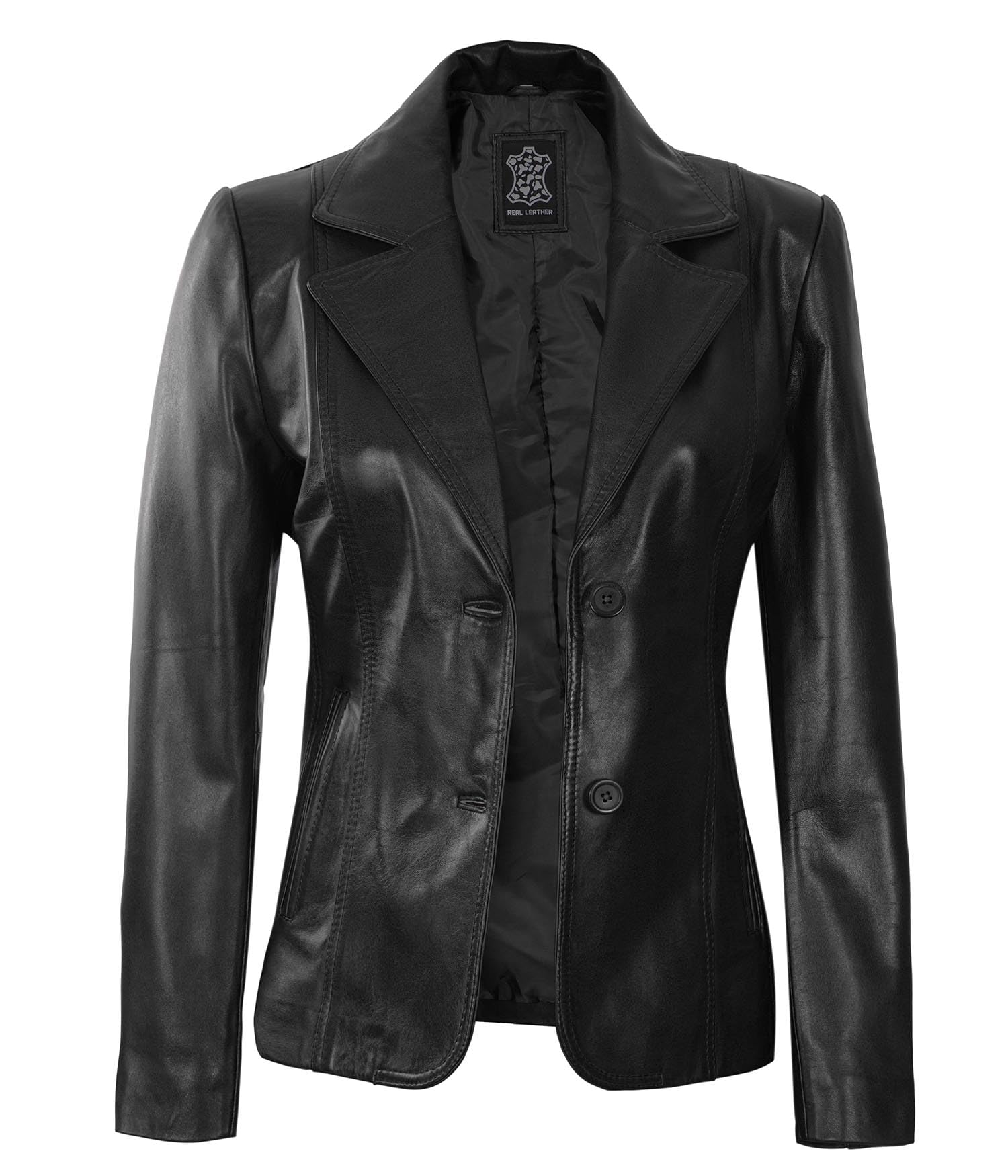Blingsoul Women's Genuine Leather Blazer Jacket - Stylish Leather Car Coat for Women | Perfect for Office, Dating & Night Out