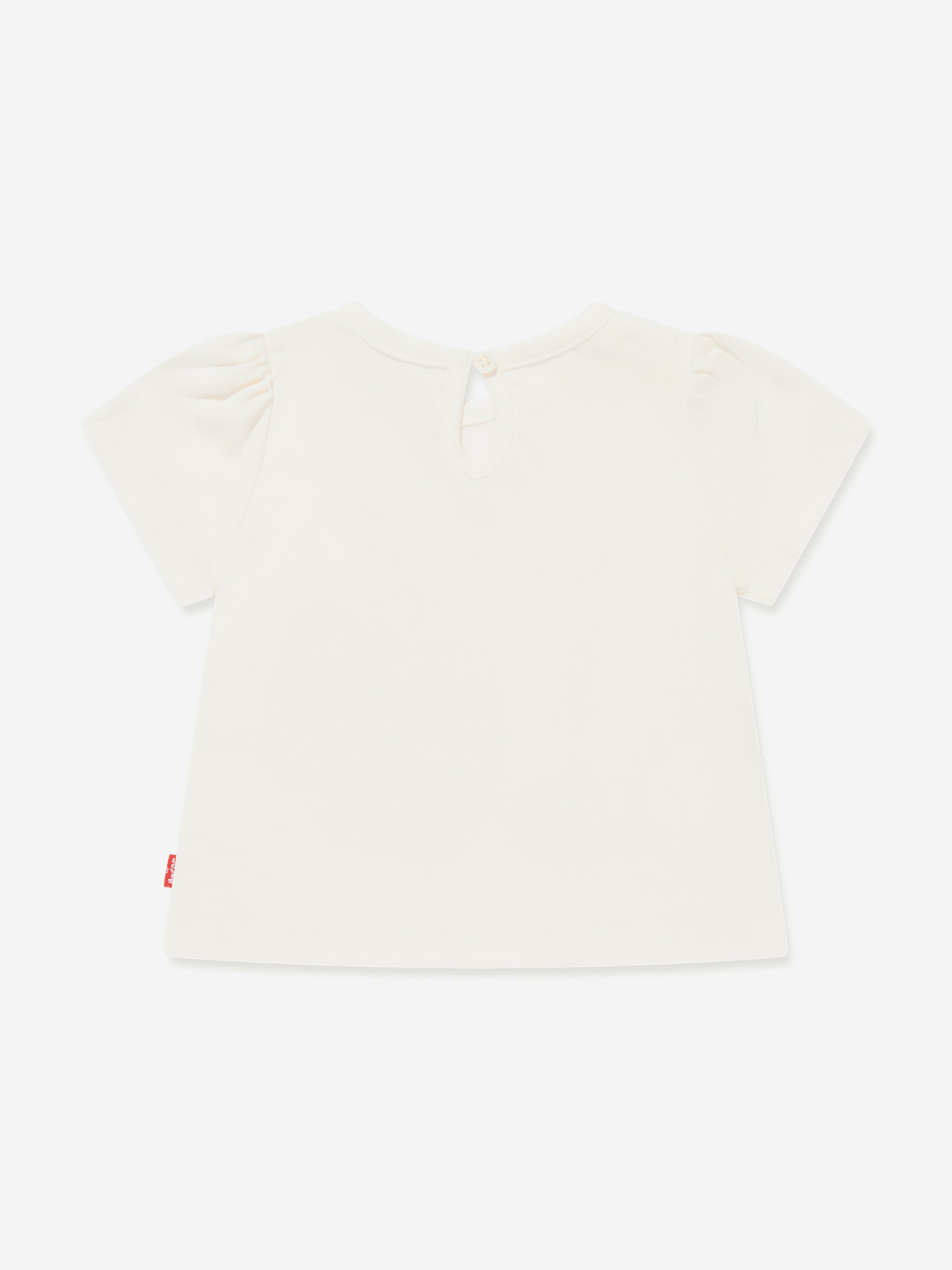 Baby Girls Smocked Sleeve T-Shirt in Beige - Soft Cotton Top for Toddlers & Infants - Perfect for Playdates, Parties & Family Photos