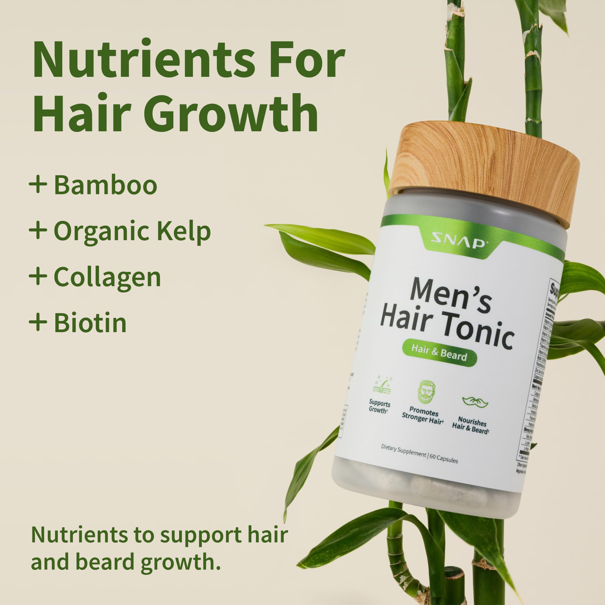 Best Hair Growth Supplement for Men & Women - Biotin, Kelp & Bamboo Extract for Thicker Hair, Stronger Nails & Healthy Skin | Stops Hair Loss & Promotes Beard Growth | 60 Vegan Capsules | Perfect for Daily Hair Care Routine & Post-Chemo Recovery