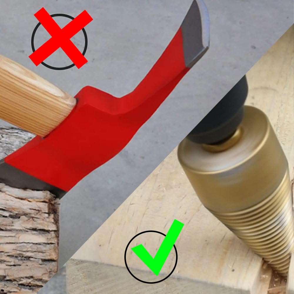 5pcs Heavy Duty Log Splitter Drill Bits - Removable Cones for Kindling Wood Splitting, Hex/Square/Round Shank (32mm/1.26inch & 42mm/1.65inch) - Perfect for Firewood Preparation & Camping