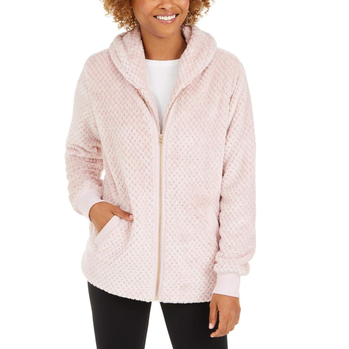 Ideology Women's Quilted Fleece Faux Fur Jacket - Warm Winter Coat for Outdoor Activities, Casual Wear & Fashion Layering