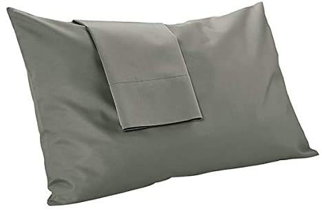Premium Giza Egyptian Cotton Pillowcase Set - 100% Certified Long Staple Cotton, Dark Grey Solid (2-Pack) - Luxury Bedding for Home, Hotel & Airbnb Decor