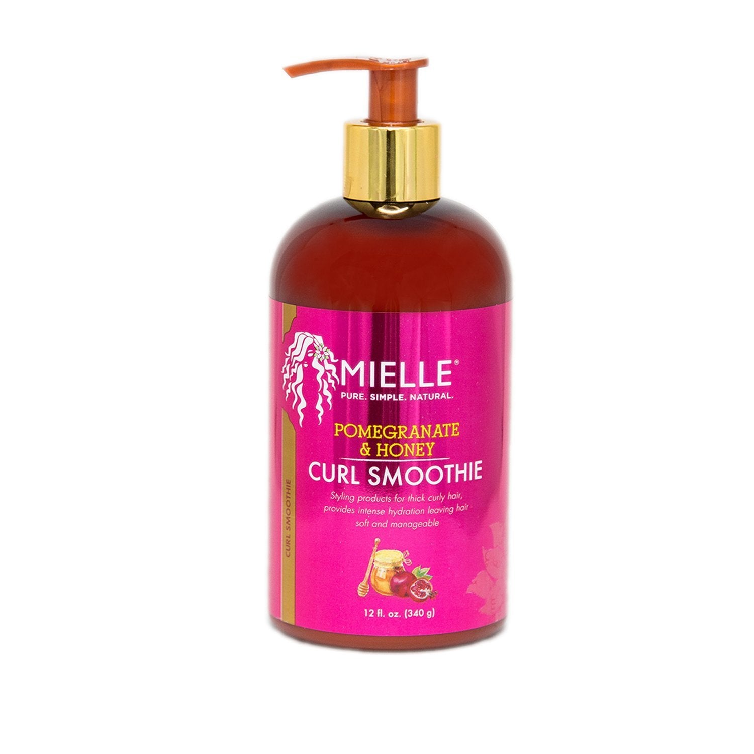 MIELLE POM Honey Curl Smoothing Cream 12oz - Hydrating & Defining for Natural Curly Hair - Perfect for Daily Styling & Frizz Control