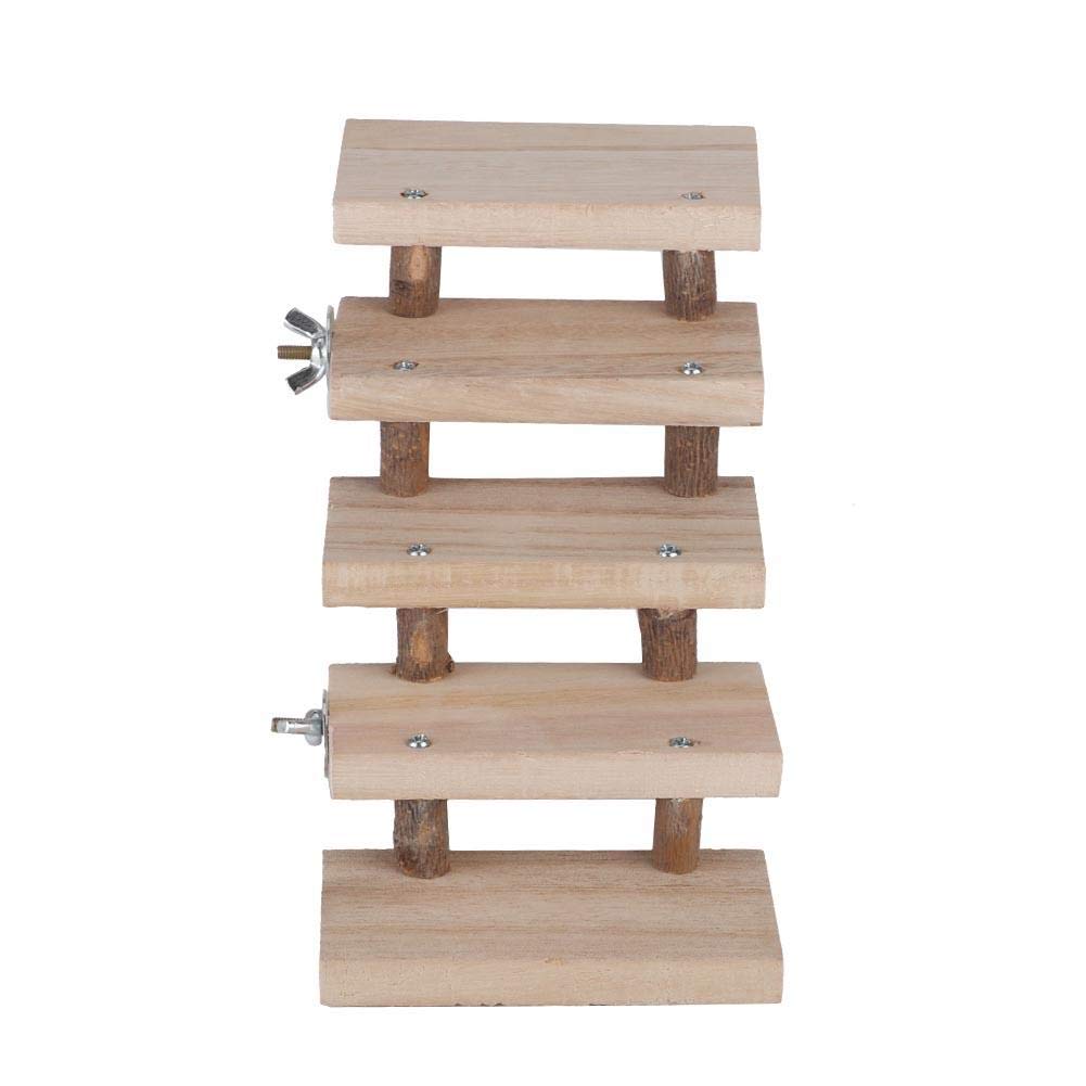 5-Layer Wooden Small Pet Ladder - Chewable Climbing Toy for Mice, Chinchillas, Rats, Gerbils, Dwarf Hamsters & Parrots | Durable Natural Wood Ramp for Cage Access, Exercise & Playtime Fun