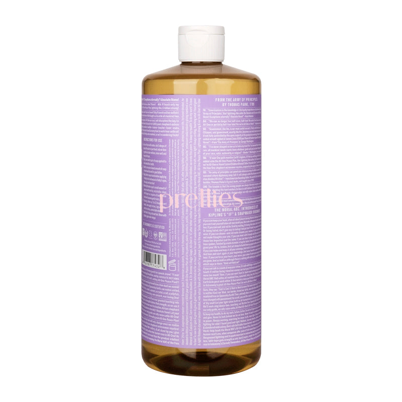 Dr. Bronner's Organic Lavender Pure-Castile Liquid Soap - 18-in-1 Uses, 32oz (946ml) - for Body, Face, Hair, Laundry & Household Cleaning | Vegan, Cruelty-Free & Eco-Friendly