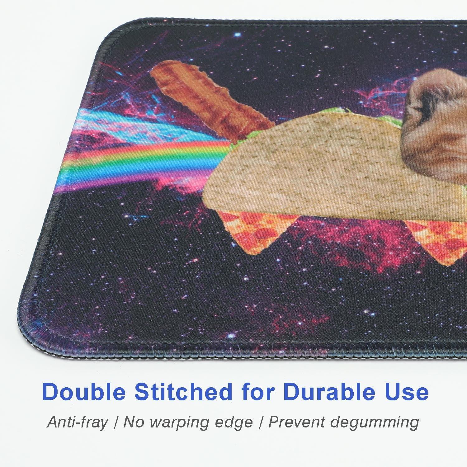 Premium Textured Mouse Pad for Laptop - Cute Space Unicorn Cat Design, Non-Slip Rubber Base & Washable Lycra Cloth Surface (8.66×7.08×0.12 inches) - Perfect for Office, Gaming & Home Workspace Accessories
