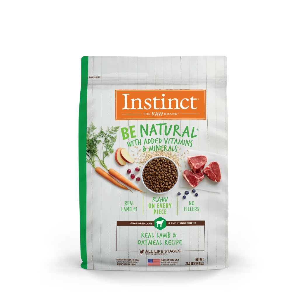 Premium Lamb & Oatmeal Dry Dog Food for All Breeds - Natural Grain-Free Recipe, 24lb Bag - Supports Healthy Skin & Coat - Ideal for Adult Dogs & Sensitive Stomachs