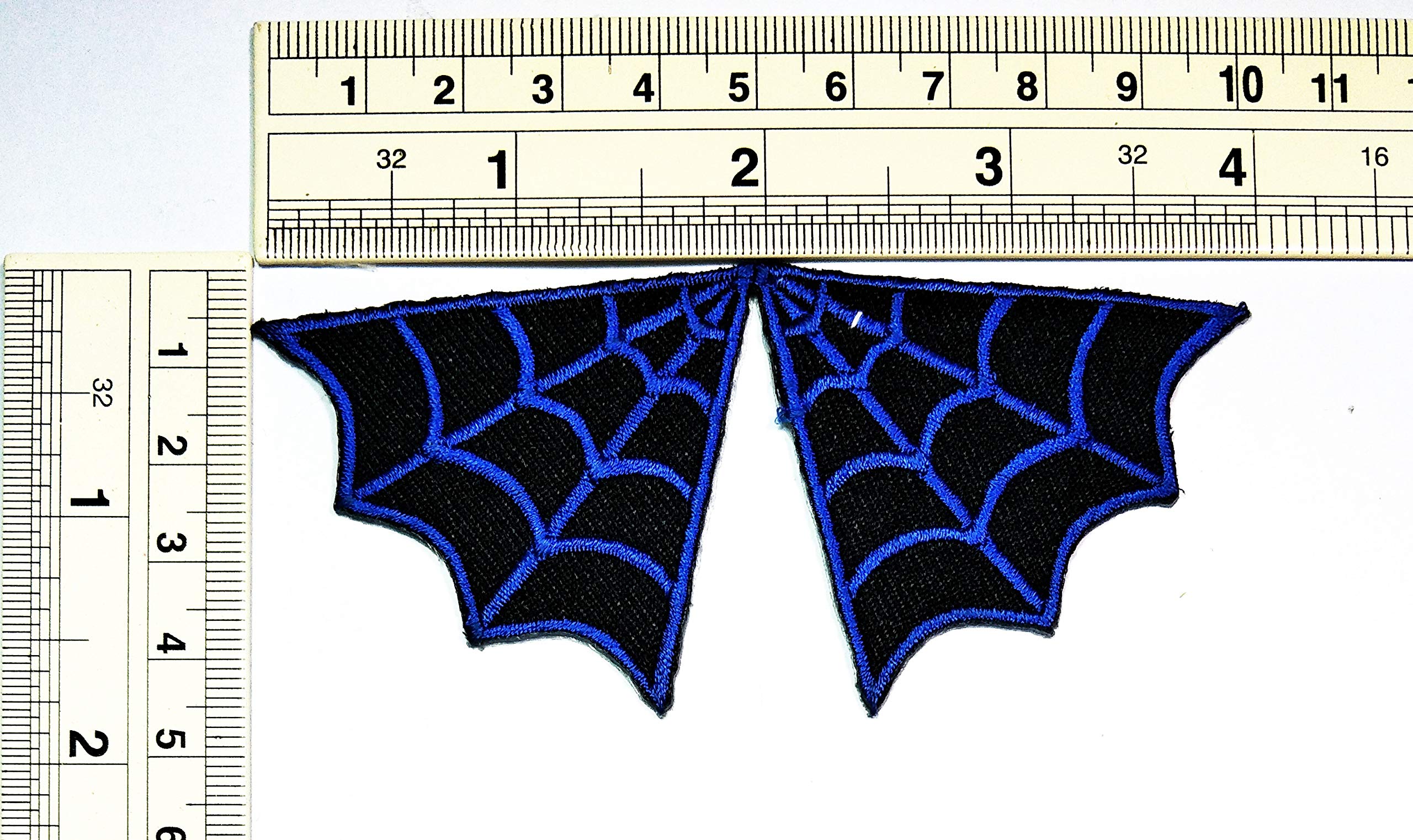 Umama Halloween Iron On Patch Set of 3 - Black & Blue Spider Web Embroidered Applique for DIY Crafts, Backpacks, Jeans & Jackets | Cute Cartoon Retro Style for Costumes & Clothing Customization