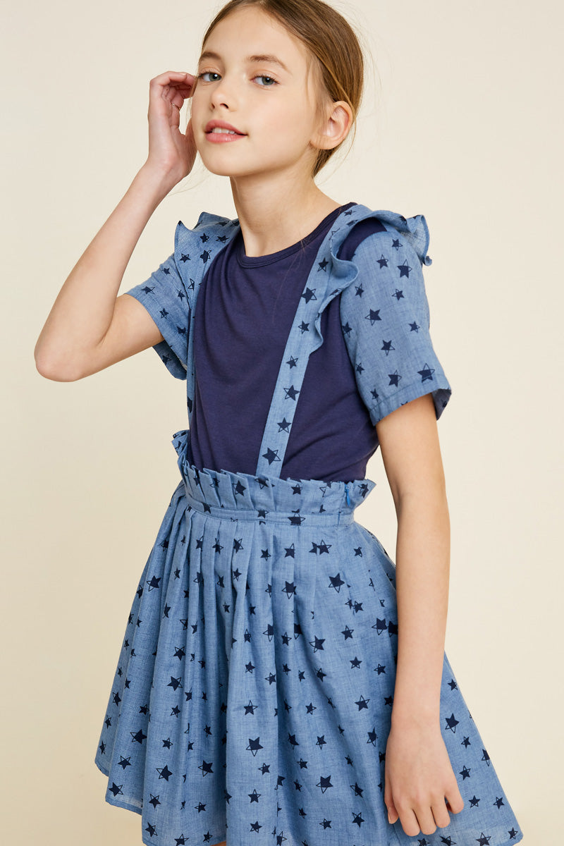 Stylish Suspender Star Print Skirt for Women - Fashionable A-Line Mini Skirt for Casual Outfits, Parties, and Date Nights