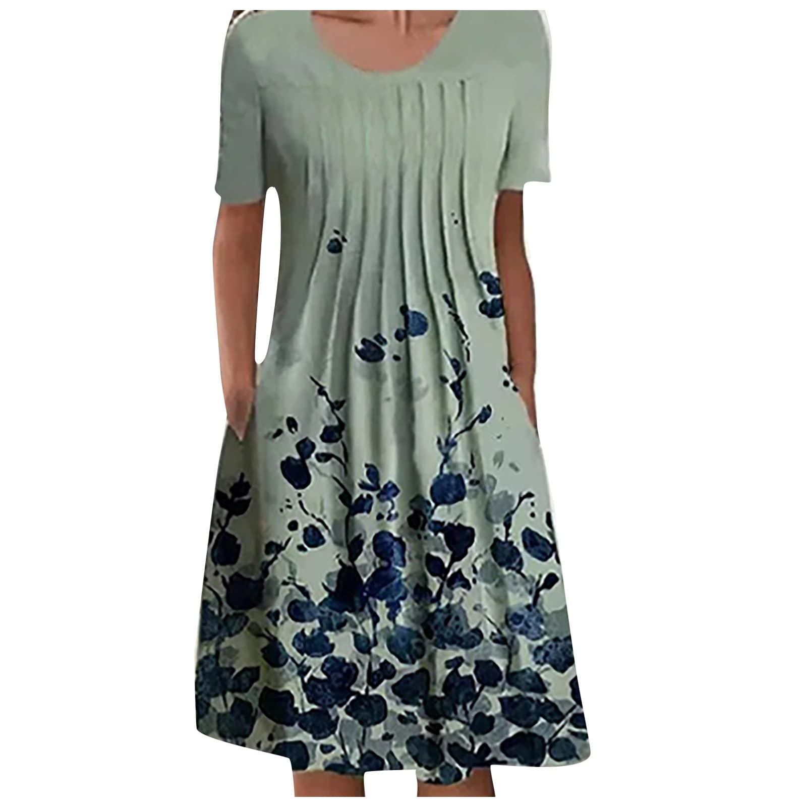 Hamovessi Women's Summer Dresses 2024 - Elegant Crew Neck Short Sleeve Sundress with Fashion Print, Plus Size Holiday Party Dress | Perfect for Beach Vacation, Wedding Guest Outfit & Casual Daywear