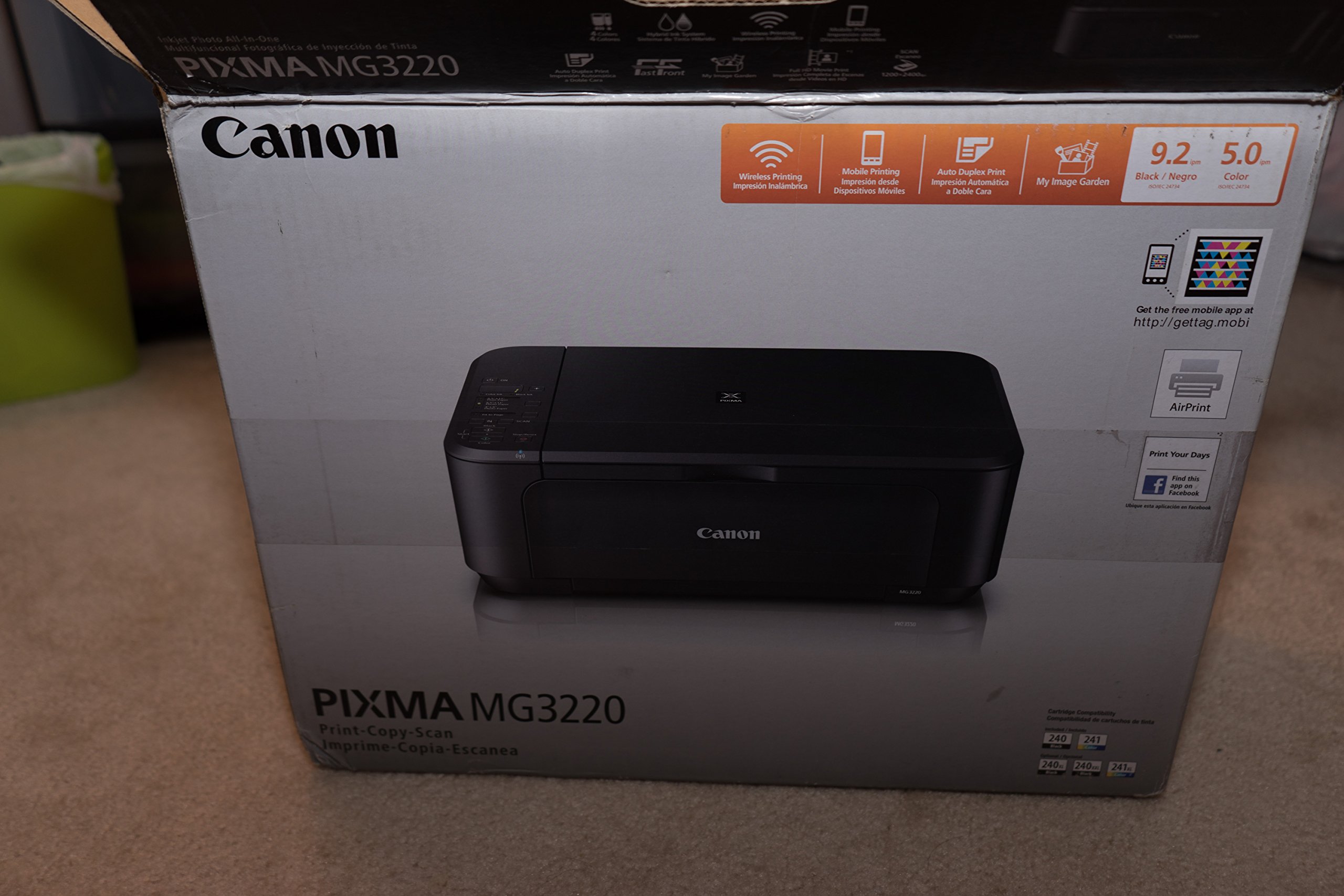 Canon PIXMA MG3220 Wireless All-in-One Color Photo Printer with Scanner, Copier & Mobile Printing - Perfect for Home Office, School Projects & Photo Printing