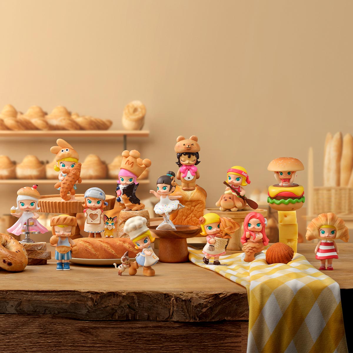 MOLLY Carb Lover Series Collectible Figures - Cute Anime Character Statues for Home Decor, Office Display, and Gift Giving