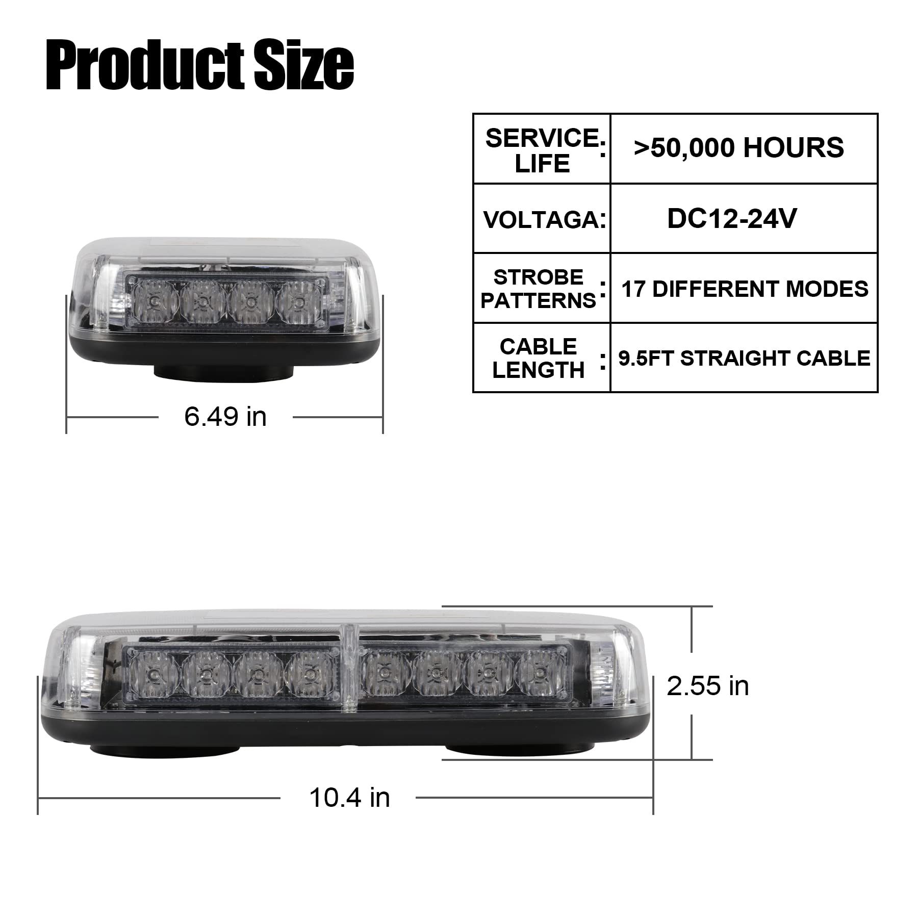 UYYE 24LED Mini Strobe Light Strip with Magnetic Base - Red Emergency Vehicle Lights for Trucks, Snow Plows, Construction Vehicles - 12-27V Waterproof Exterior Accessories for Road Safety & Warning Signals