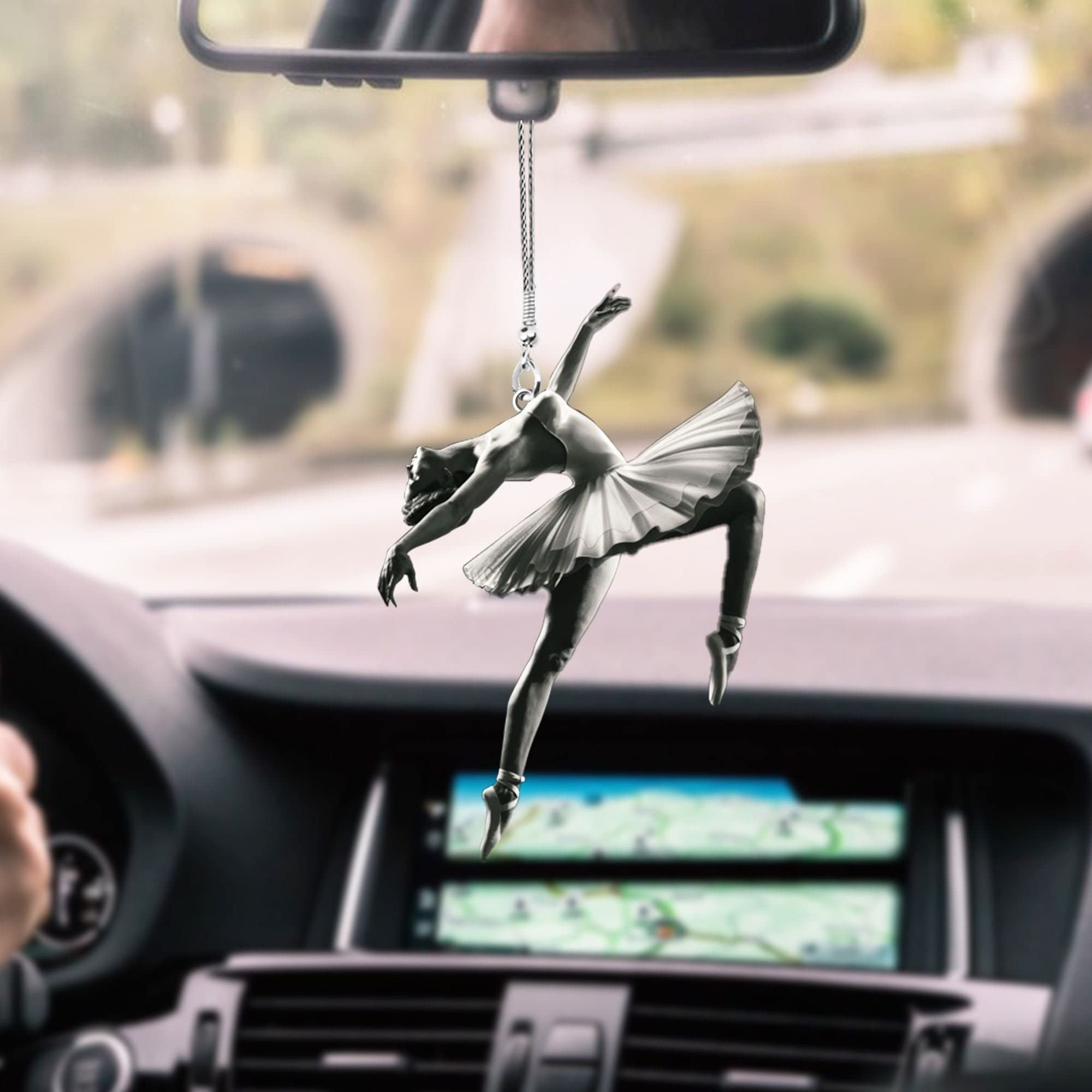 2-Sided Ballet Dancer Car Hanging Ornament - Elegant 2D Car Decor for Ballet Lovers - Perfect Gift for Dancers - Rear View Mirror Accessory for Cars (Great for Dance Studios, Ballet Recitals & Car Interior Decoration)