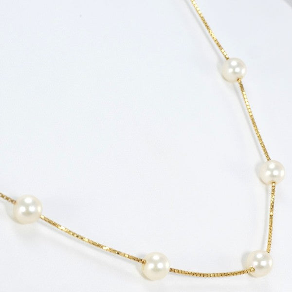 18K Yellow Gold Pearl Necklace for Women - Elegant Bridal Jewelry, Wedding Gift, Anniversary Present - Perfect for Formal Events & Special Occasions