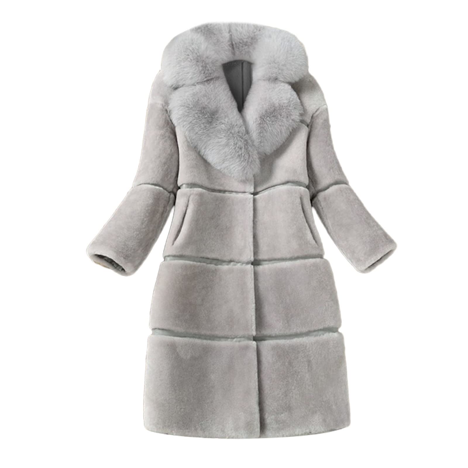 Women's Elegant Faux Fur Long Coat - Thick Plush Winter Jacket for Warmth & Style | Perfect for Cold Weather, Office Wear & Evening Outfits