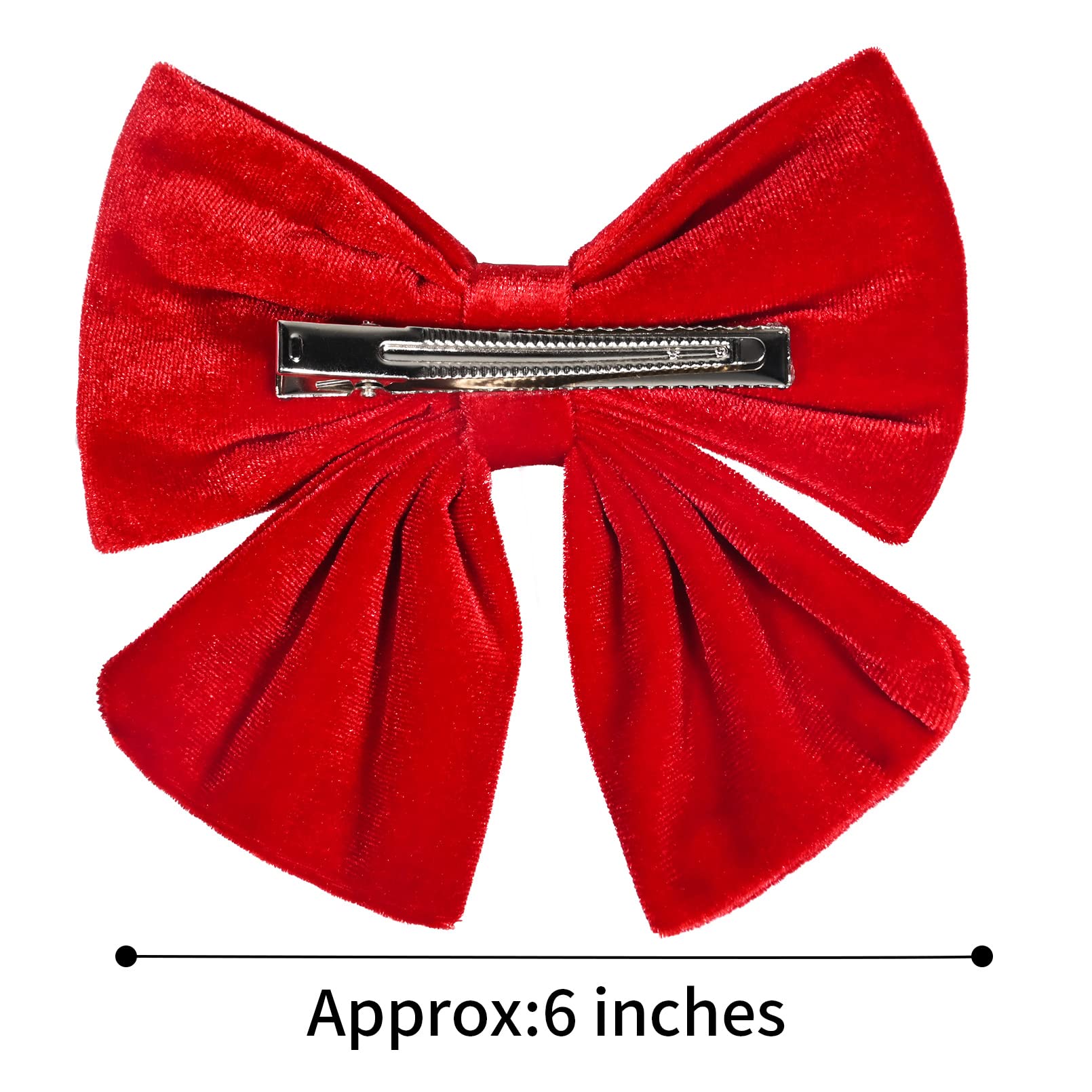 Velvet Hair Bows for Girls - 6 Inch Big Red Fall Hair Clips (2PCS) - Alligator Clips for Toddlers, Teens & Kids - Perfect for School, Parties & Photo Shoots