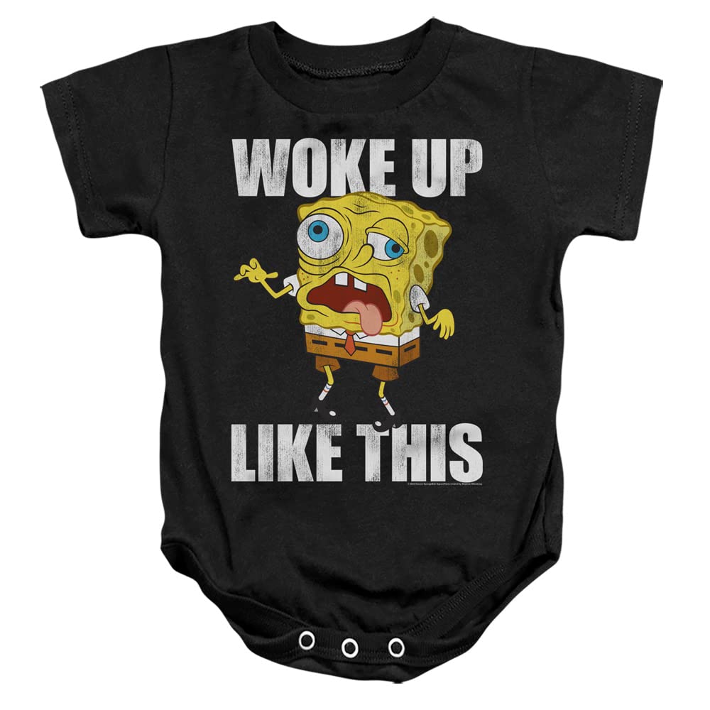 Popfunk Spongebob 'Woke Up Like This' Meme Baby Onesie - Cute Infant Bodysuit for Boys & Girls | Perfect for Playdates, Photo Shoots & Funny Gift Ideas