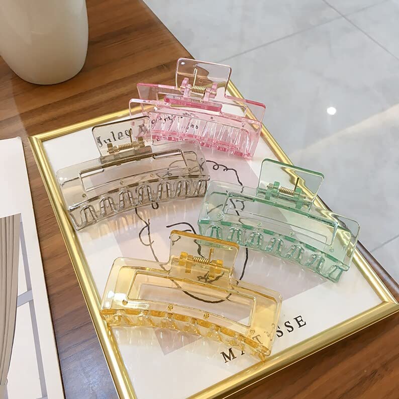 6-Pack Starvis Large Solid Frosted Hair Claw Clips for Women & Girls - Strong Grip Jaw Clips for Thick/Long Hair - Barrettes & Hair Accessories for Daily Use (Perfect for Work, School & Styling)