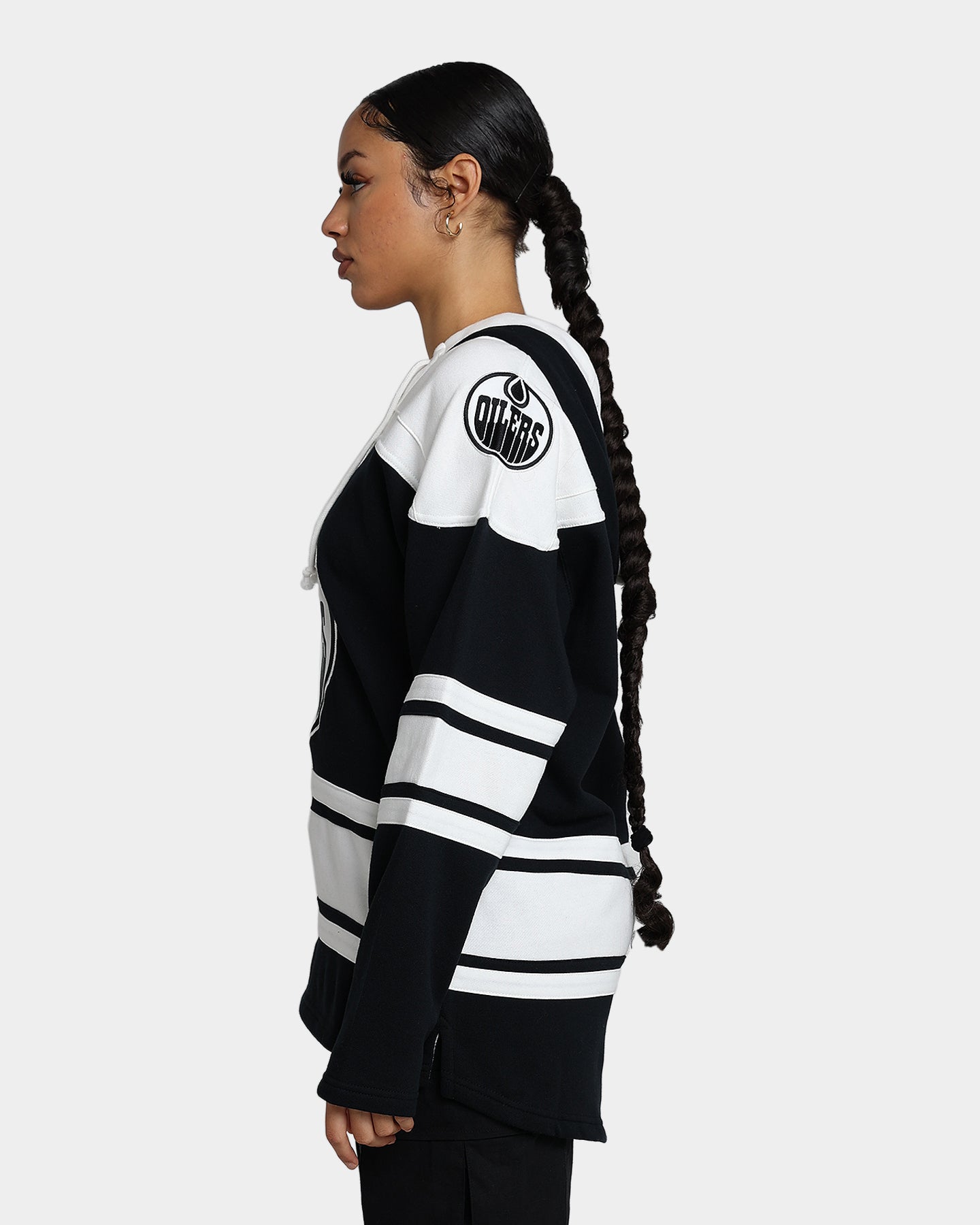 47 Brand Edmonton Oilers Superior Lacer Hoodie - Jet Black NHL Fan Apparel for Men & Women - Cozy Winter Pullover for Game Day & Casual Wear