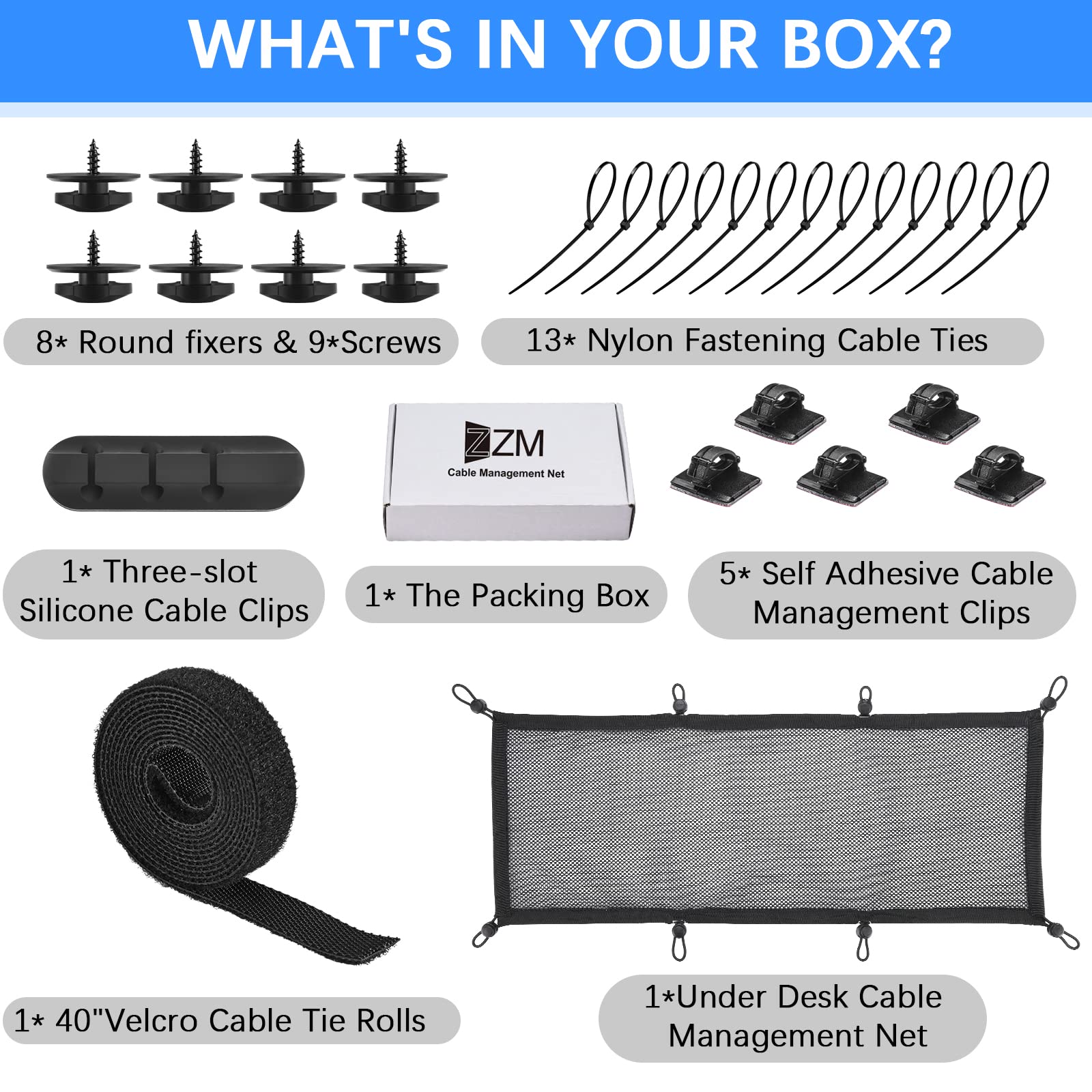 Under Desk Cable Management Net Kit - 26