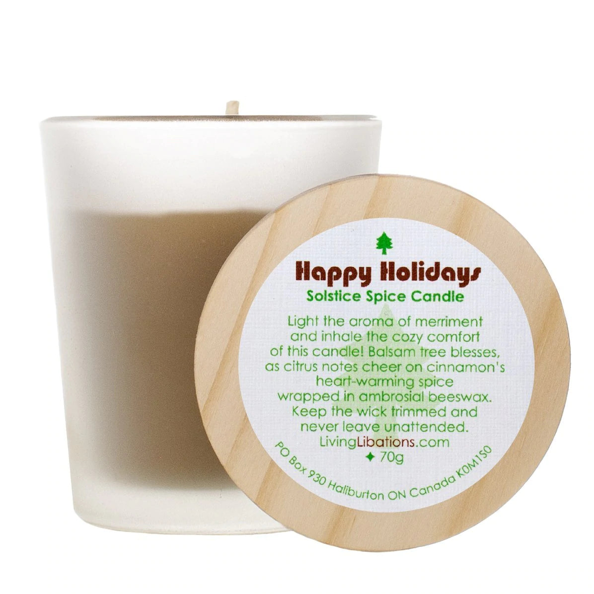 Happy Holidays Solstice Spice Scented Candle - Handmade Soy Wax Candle for Christmas, Winter Solstice & Cozy Home Decor - Perfect for Holiday Gifts, Aromatherapy & Relaxation