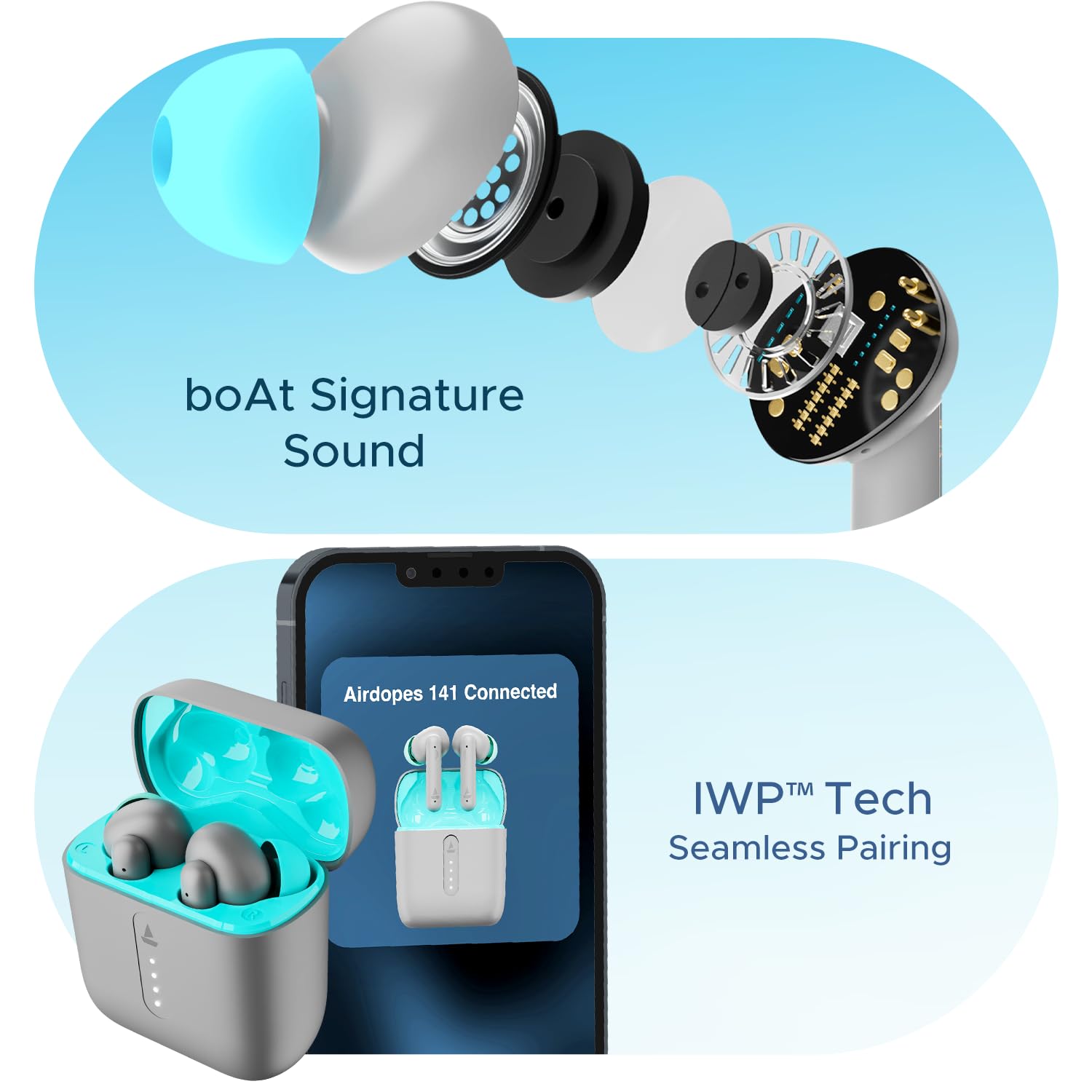 **Airdopes 141 Bluetooth Truly Wireless Earbuds with 42H Playtime, Low Latency Gaming Mode, ENx Tech, IWP, IPX4 Waterproof, Touch Controls (Cider Cyan) – Perfect for Workouts, Commuting & Gaming**