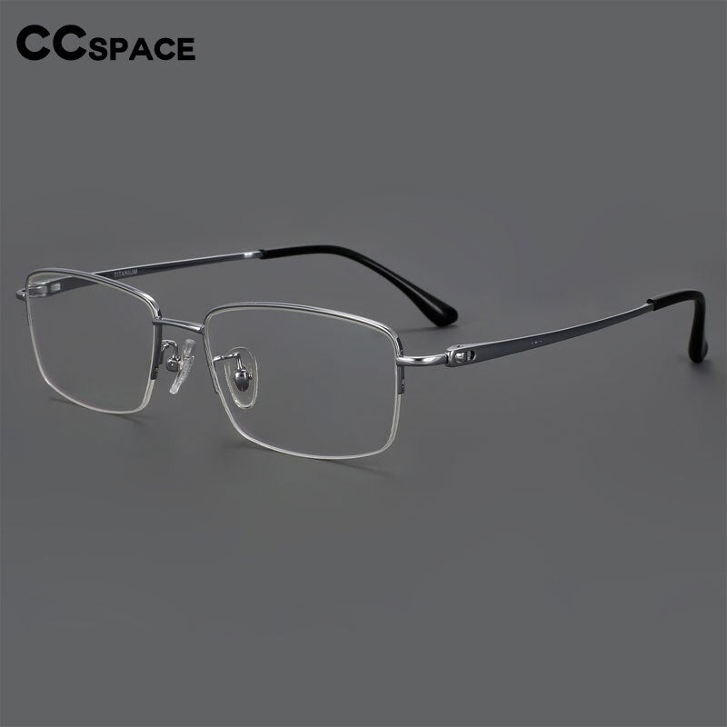 CCspace Women's Semi-Rimless Square Titanium Eyeglasses 55883 - Lightweight & Durable Handcrafted Glasses for Work, Reading & Fashion