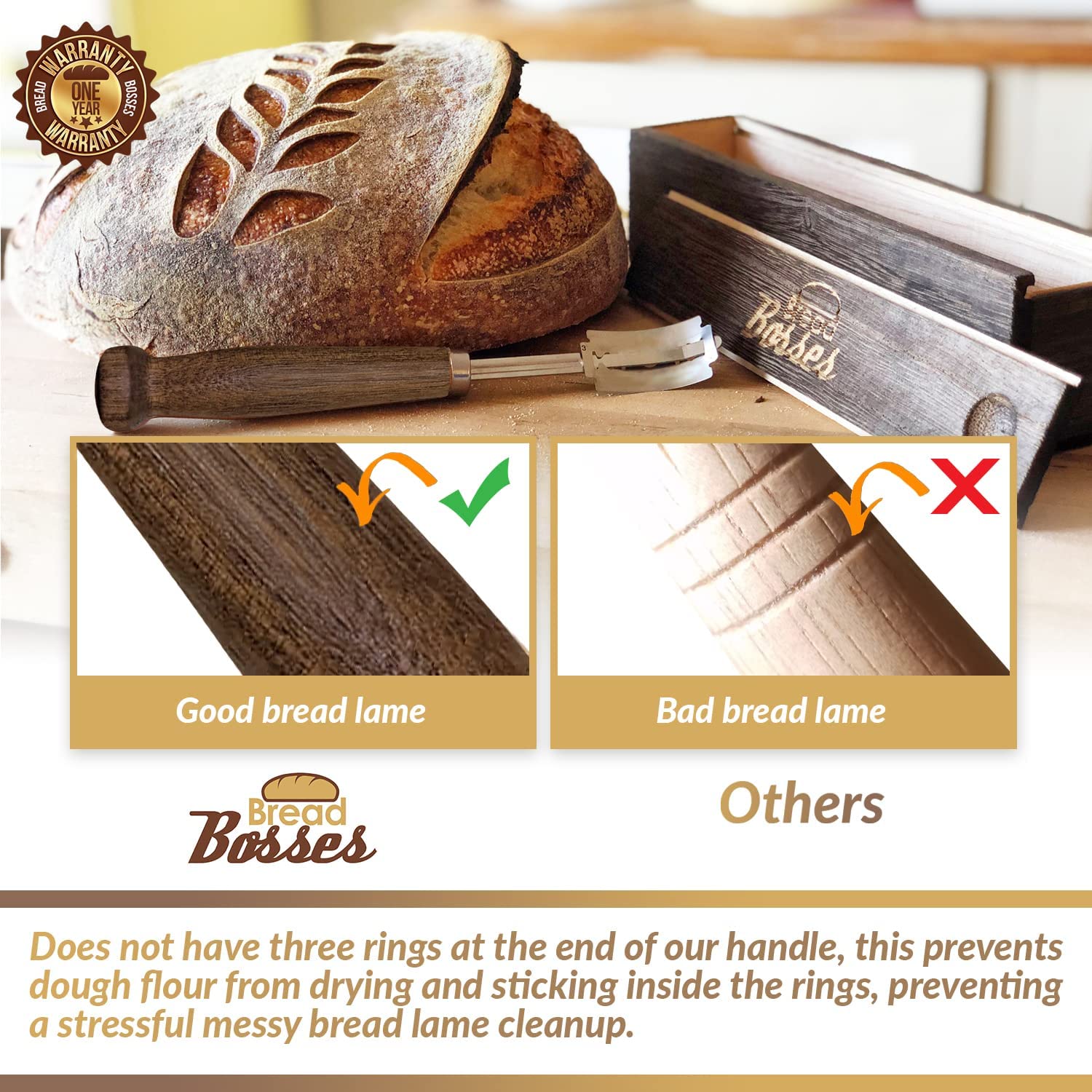 Bread Bosses Professional Bread Lame - Stainless Steel Dough Scoring Knife for Sourdough Baking, Bread Making Tools with Razor Blades - Perfect Gift for Bakers & Ideal for Home Baking, Artisan Bread Preparation