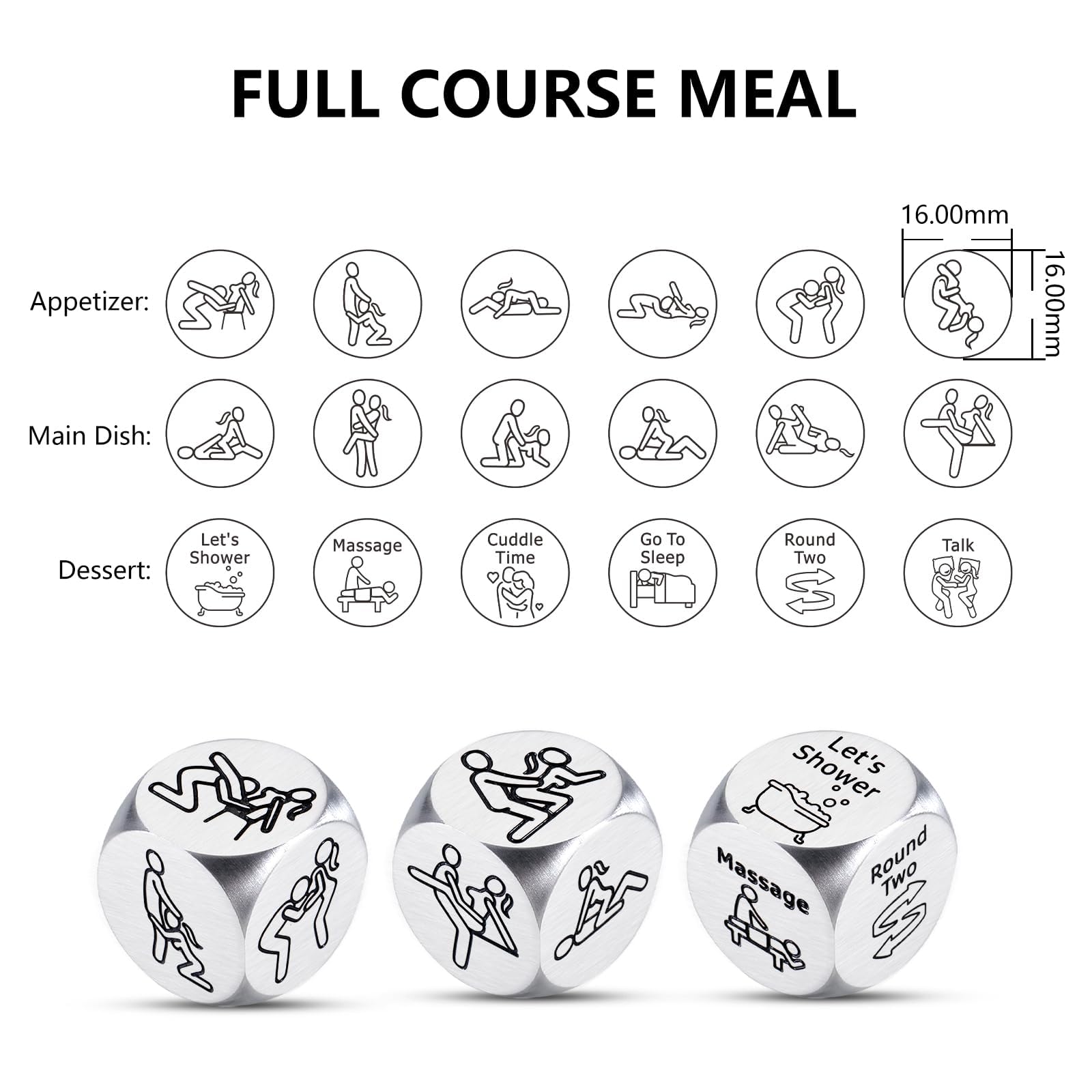 Sex Dice for Couples - Adult Intimacy Dice Game Set for Romantic Date Nights, Boyfriend & Girlfriend Gifts, Anniversary & Birthday Present for Husband Wife - Perfect for Valentine's Day, Stocking Stuffers & Spicing Up Your Love Life