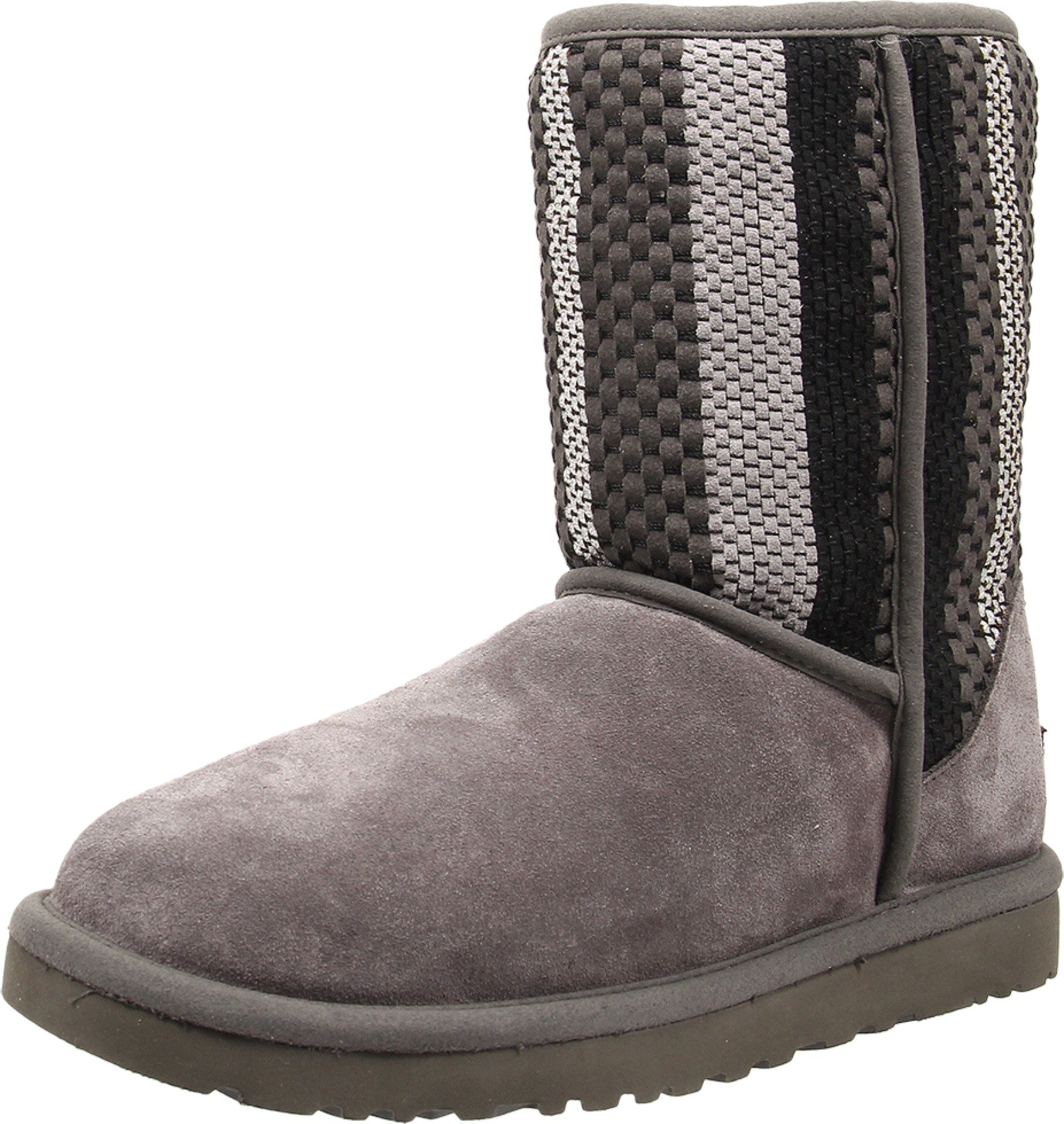 UGG Women's Classic Short Woven Suede Boots - Waterproof Winter Boots for Women, Comfortable Warm Snow Boots with Suede Upper - Perfect for Cold Weather, Snow Days & Casual Outfits