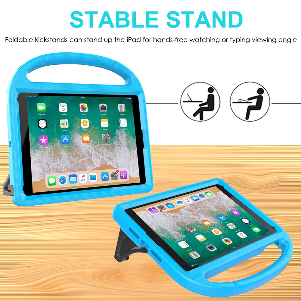 SUPLIK Shockproof Kids iPad Case for iPad 5th/6th Generation, iPad Air 2, iPad Pro 9.7 (9.7-inch 2017/2018) - Durable Protective Cover with Handle Stand & Screen Protector - Perfect for School, Travel & Home Use - Blue