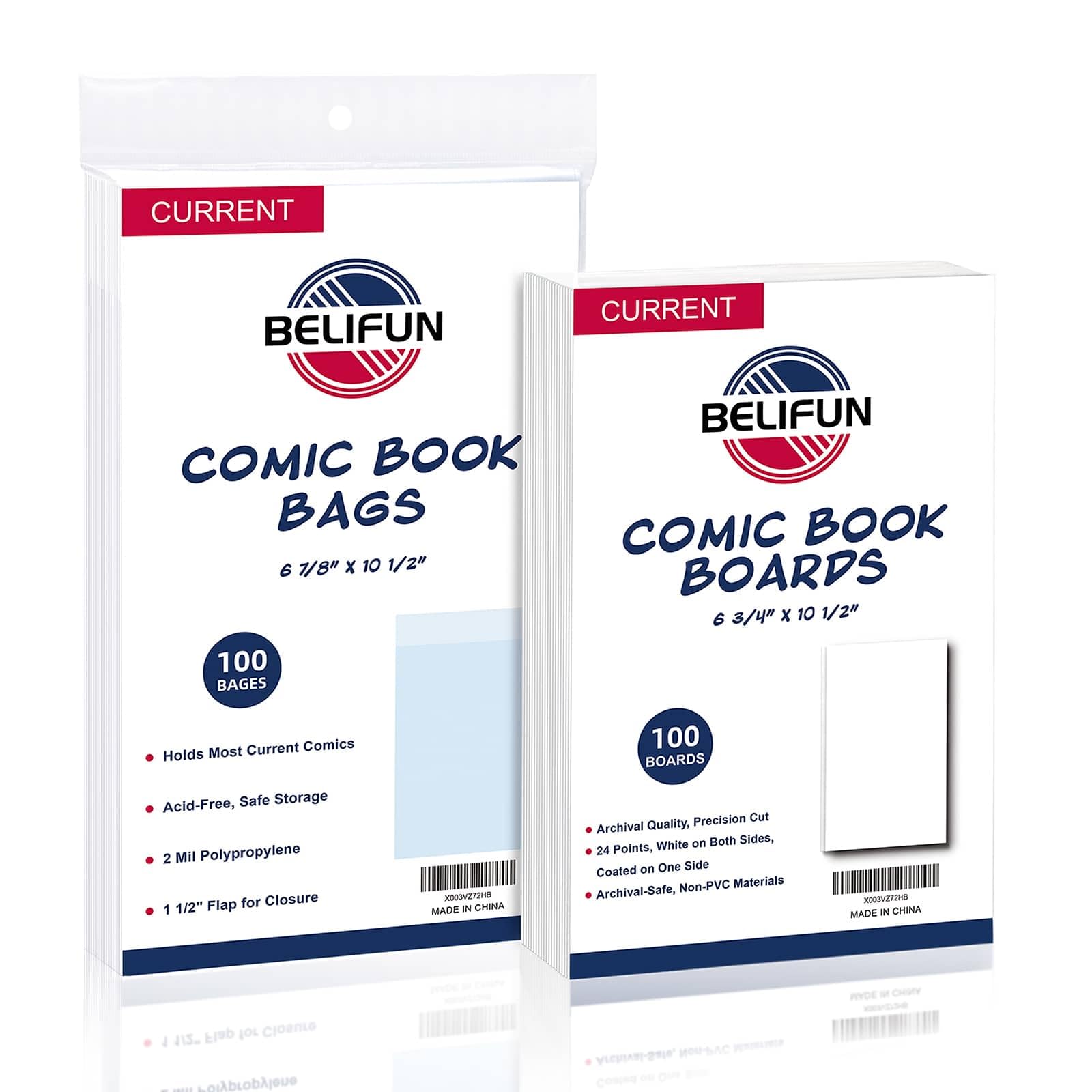 100ct Comic Book Bags and Boards Set - Acid-Free, Archival Safe, 1.5