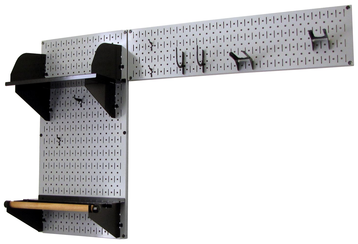 Wall Control Pegboard Garden Tool Organizer Kit - Heavy Duty Gray Pegboard with Black Hooks & Accessories for Garage, Shed, Workshop Storage & Organization (Ideal for Gardening Tools, DIY Supplies & Home Improvement Projects)