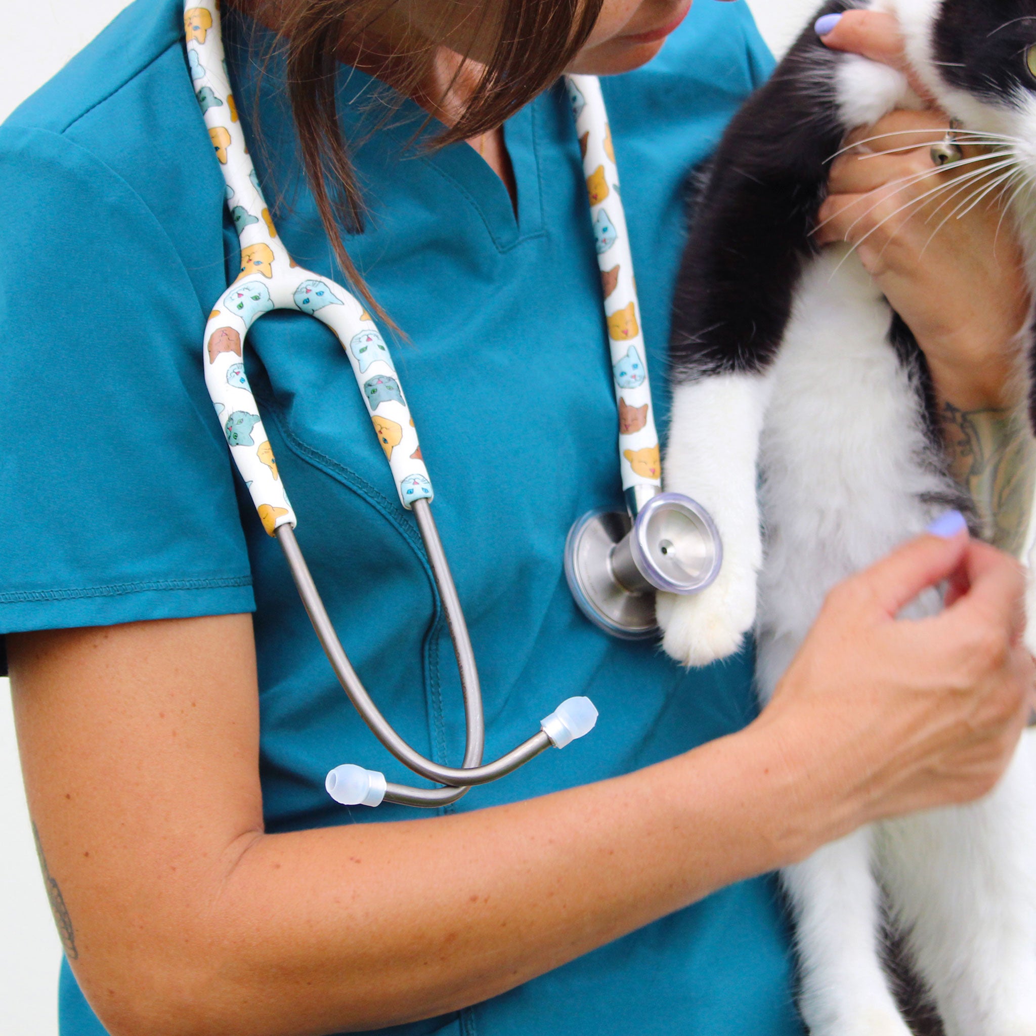 ProCardial® Titanium Cardiology Stethoscope - Cat Print Design for Medical Professionals | Ideal for Doctors, Nurses & Veterinary Use