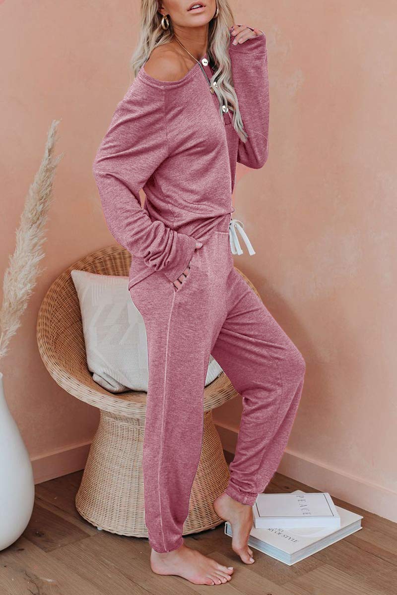 AUTOMET Women's 2-Piece Pajama Set - Cozy Fall Loungewear Sweatsuit with Sweatpants for Sleep, Relaxing at Home & Casual Outings