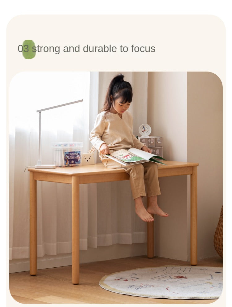 Solid Wood Kids Writing Desk - Beech & Oak Study Table for Children - Perfect for Homework, Drawing & Crafting in Bedroom or Study Room