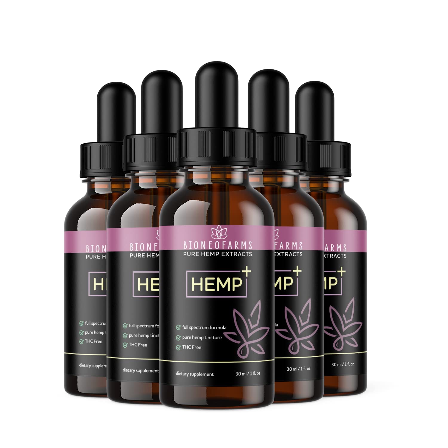 BioNeoFarms Organic Hemp Oil Drops - 5 Pack (1500mg) for Stress Relief, Sleep Support & Pain Management - Natural CBD Supplement for Wellness & Relaxation - Perfect for Daily Use, Travel & On-the-Go Lifestyle