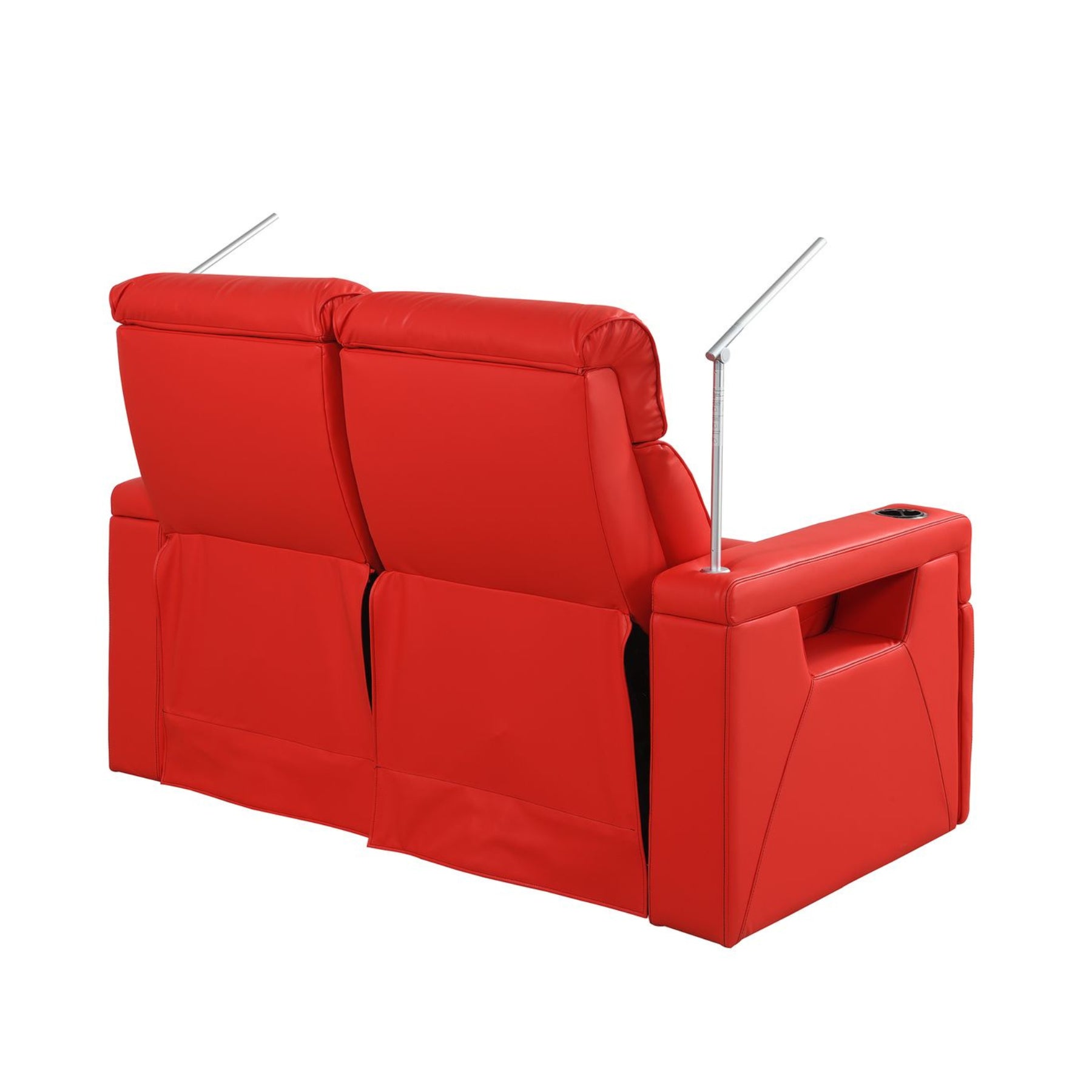 RowOne Double Recliner Sofa - Comfortable 2-Seater Reclining Loveseat for Living Room, Home Theater & Family Room - PU Leather Recliner Couch with Cup Holders and USB Charging Ports