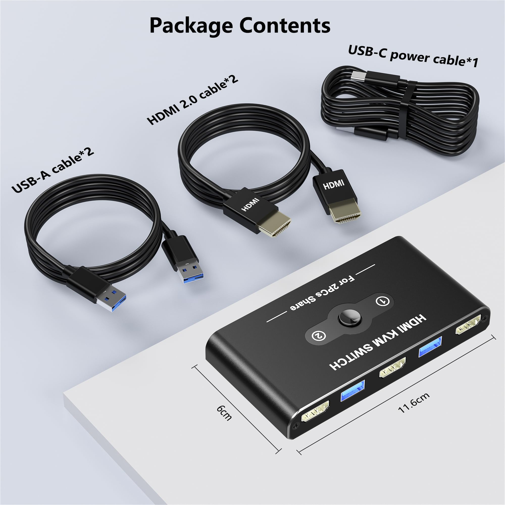 4K@60Hz HDMI KVM Switch for 2 Computers 1 Monitor - 4-Port USB 3.0 Hub for Keyboard, Mouse, Printer & Scanner - Perfect for Home Office & Multi-Device Workspace Setup