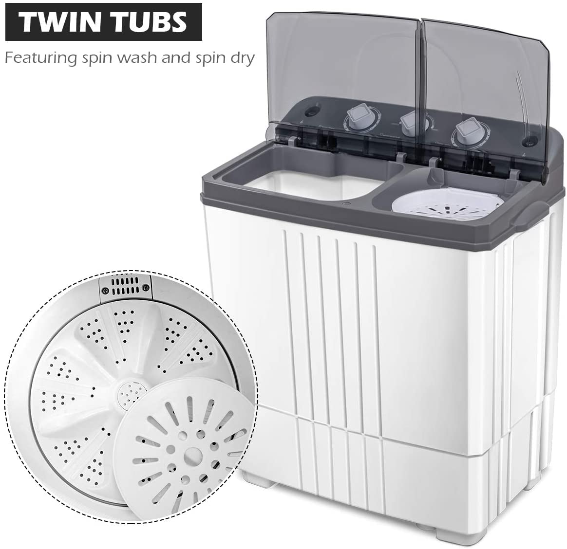 GO-12690OD High-Efficiency Front Load Washing Machine in Gray - Perfect for Apartments, Laundry Rooms & Small Spaces