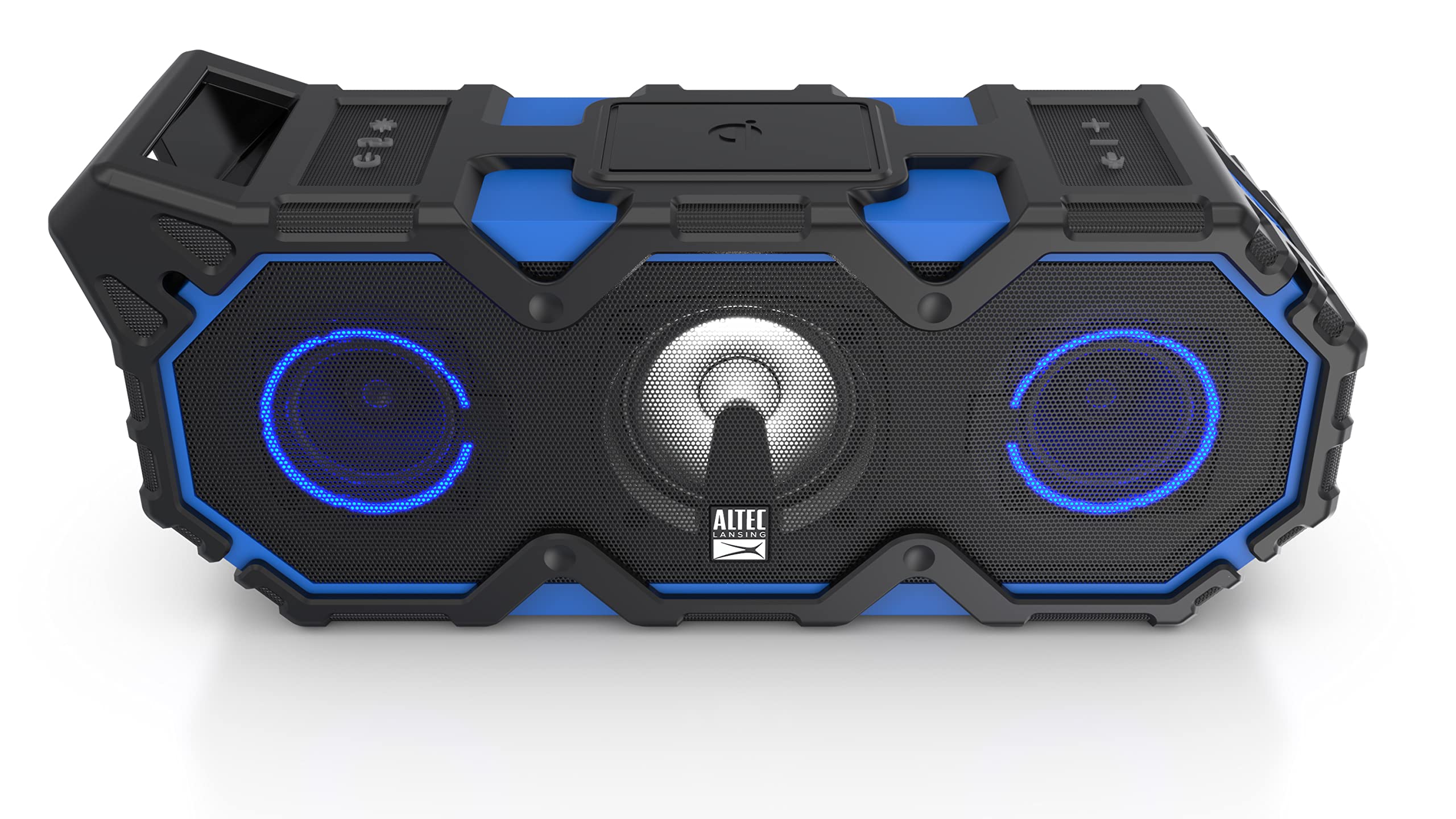Altec Lansing Super Lifejacket Jolt - Waterproof Bluetooth Speaker with Qi Wireless Charging, Customizable LED Lights | Durable, Portable Wireless Speaker for Travel, Beach, Pool Parties & Outdoor Adventures