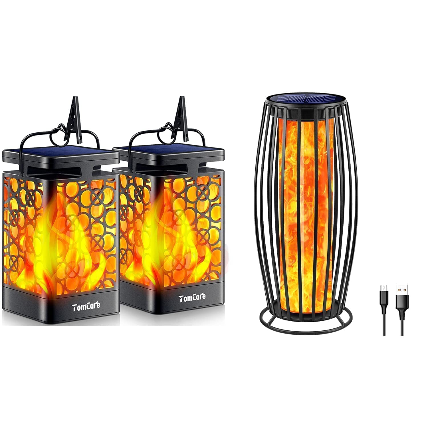 TomCare Solar Lanterns Outdoor - Waterproof Flickering Flame Solar Lights for Garden, Patio, Yard - Decorative Solar Powered Lighting for Pathways, Backyard, Deck & Camping