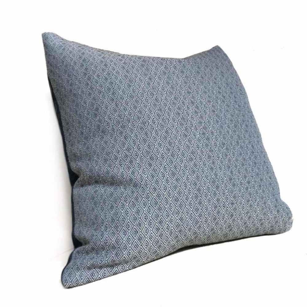 Blue Small Diamond Tile Geometric Lattice Pillow Cover - Modern Home Decor for Sofa, Bed & Living Room - 18x18 Inch Throw Pillow Case