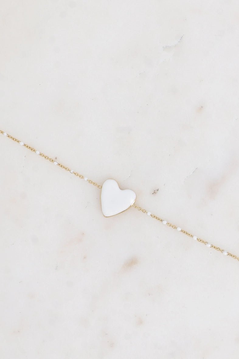 Senssa Enamel Heart Pendant Chain Bracelet - Elegant Jewelry for Women, Gift for Her, Perfect for Valentine's Day & Anniversary