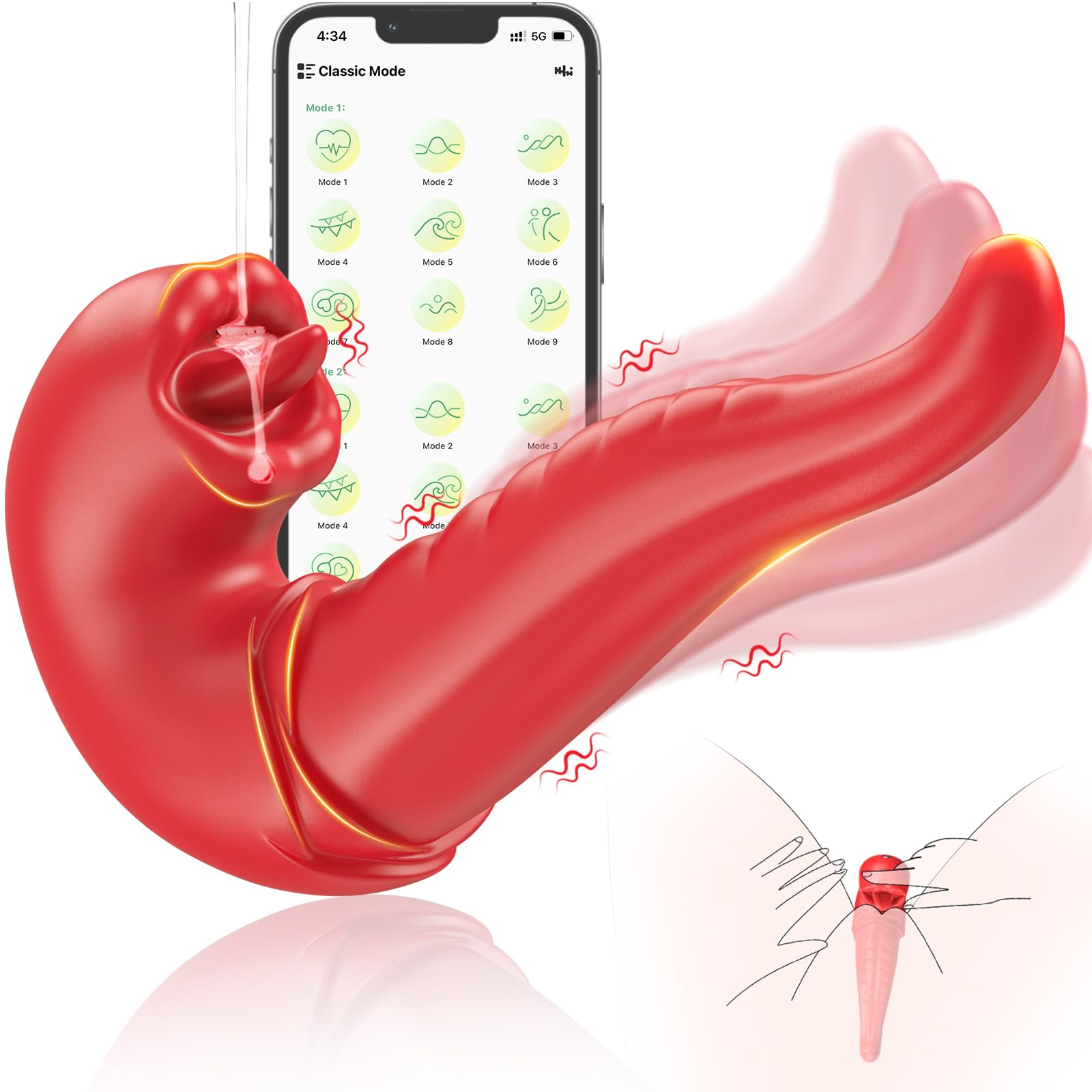 APP Controlled Rose Tongue Vibrator for Women - 3-in-1 G Spot & Clitoral Stimulator with 10 Flapping & 10 Vibration Modes, Couple Adult Toy for Romantic Nights & Solo Pleasure
