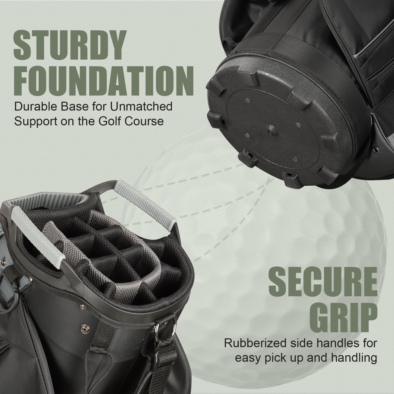 **15-Way Golf Cart Bag with Full-Length Dividers - Lightweight Golf Club Bag for Men & Women - Includes Cooler & Rain Cover - Perfect for Tournaments, Driving Range & Golf Outings**