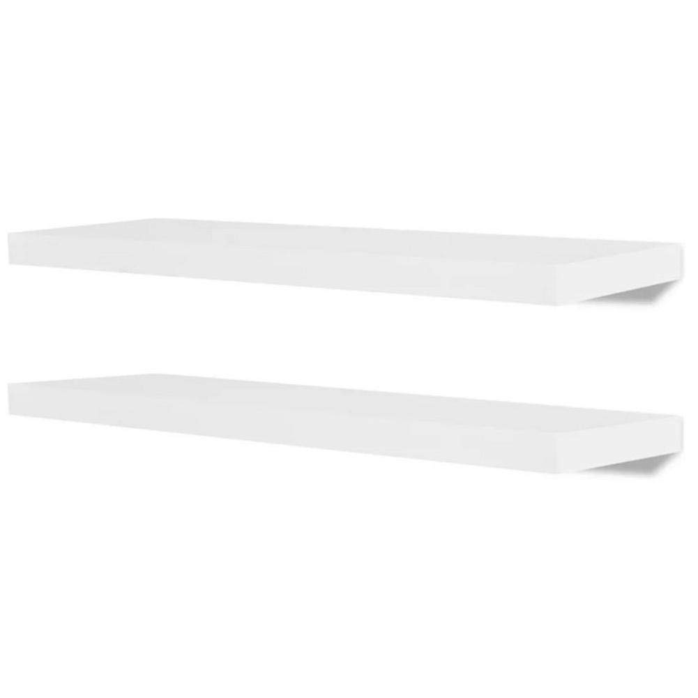 2-Pack White MDF Floating Shelves for Wall Mounting - 31.4x7.8x1.4 Inches - Modern Book Display & Storage Rack - Perfect for Living Room, Bedroom, Bathroom or Office Decor