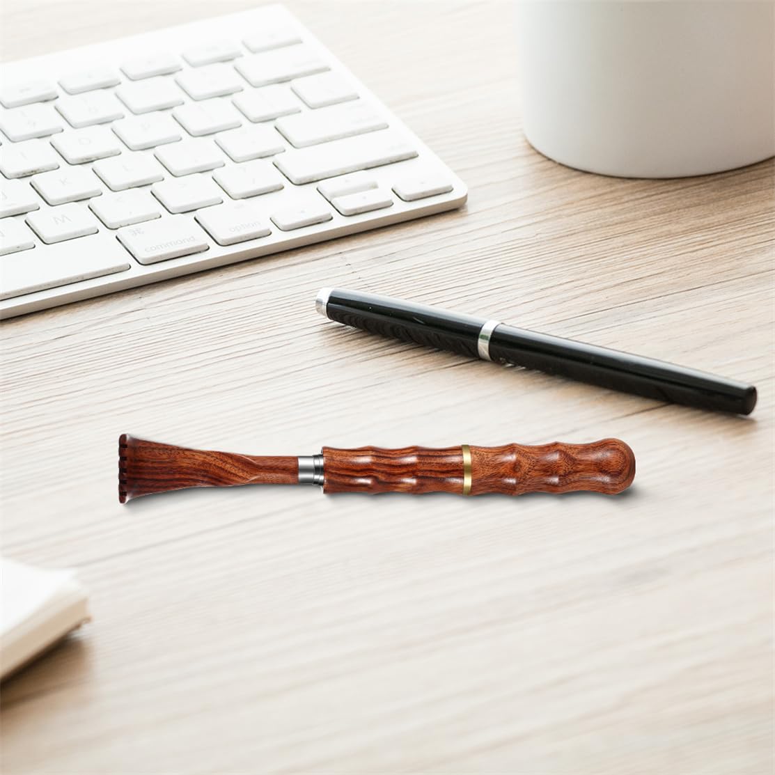 Portable Extendable Back Scratcher - Telescoping Bamboo Back Scratcher with Ergonomic Wooden Handle & Stainless Steel Massager Tool for Men & Women | Perfect for Home, Office & Travel Use